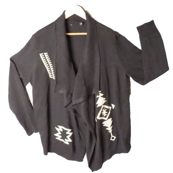 Lauren Ralph Lauren Sweater Womens XXL Black Southwestern Cardigan Linen Cotton - Picture 1 of 15